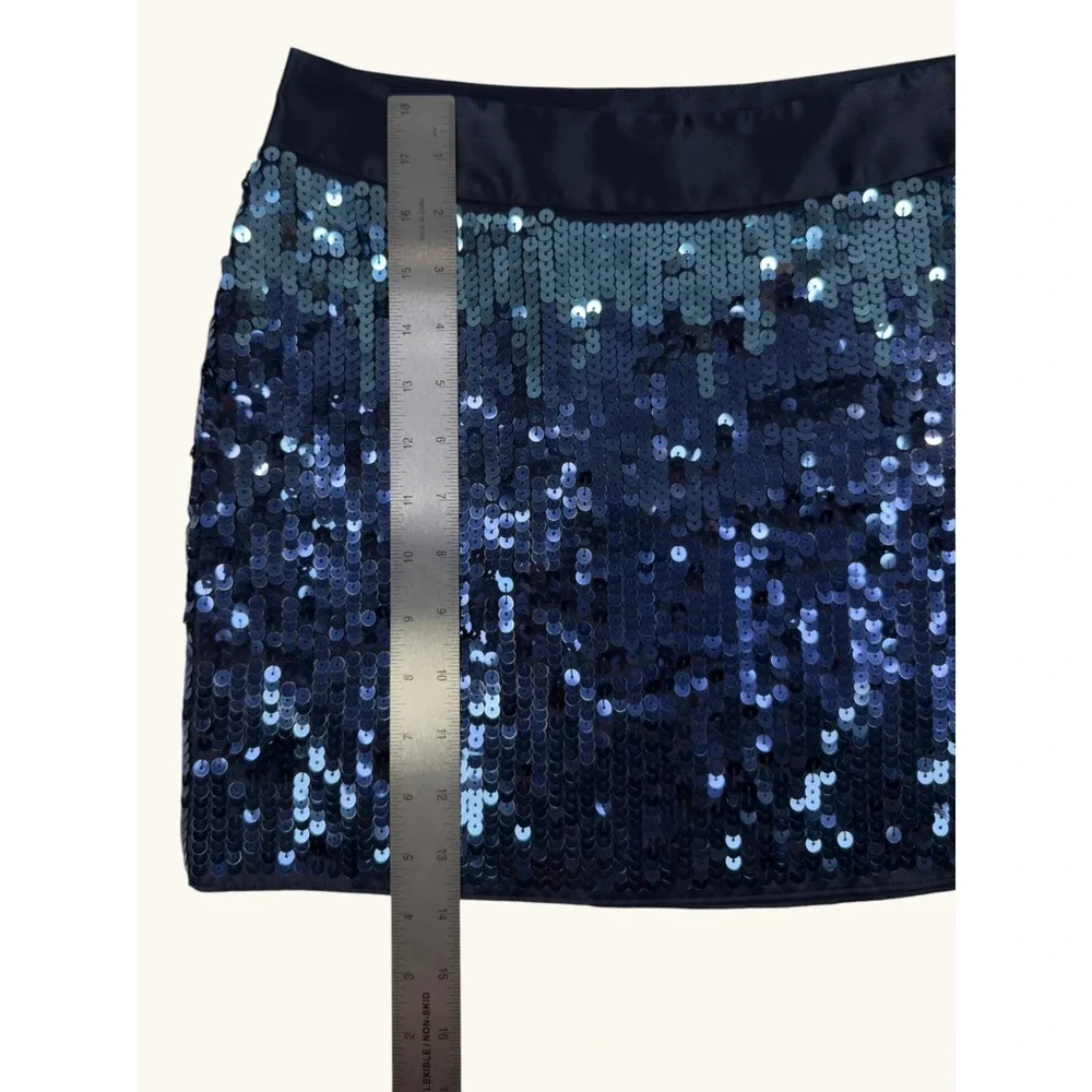 Express Design Studio Blue Ombre Sequin Mini Skirt Navy Party Holiday Size 0